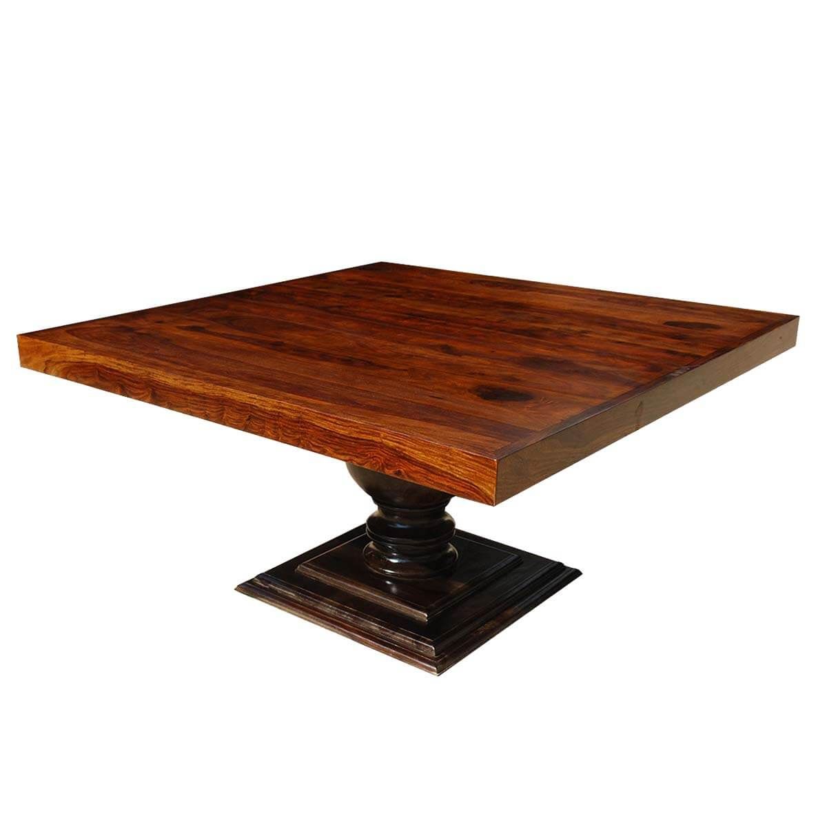 Minneapolis Rustic Solid Wood Fusion Pedestal Square Intended For Most Recently Released Sevinc Pedestal Dining Tables (View 12 of 15)