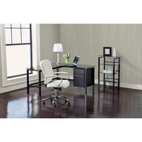 Realspace® Lake Point 56"W L Shaped Desk, Black – Zerbee With Regard To Most Recent Dionara 56" L Breakroom Tables (View 2 of 15)