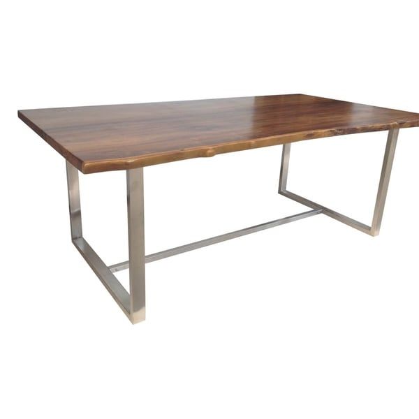 Shop Talenti Casa Terra Collection Teak Wood/ Chrome Inside Current Aulbrey Butterfly Leaf Teak Solid Wood Trestle Dining Tables (View 6 of 15)