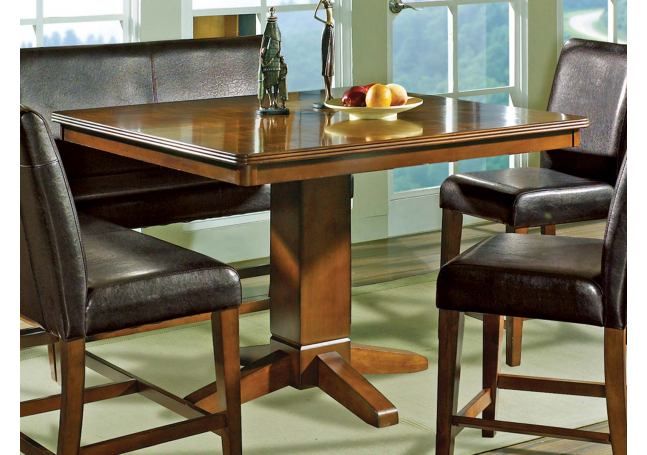 Steve Silver Plato Wood Top Counter Height Pedestal Table In Current Liesel Bar Height Pedestal Dining Tables (View 2 of 15)