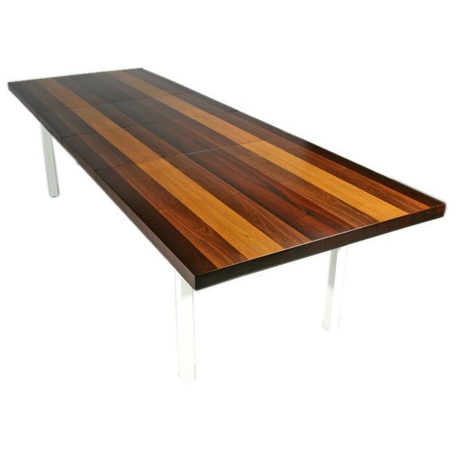 Striped Wood Dining Table With White Basemilo Baughman Inside Most Recent Drew  (View 5 of 15)