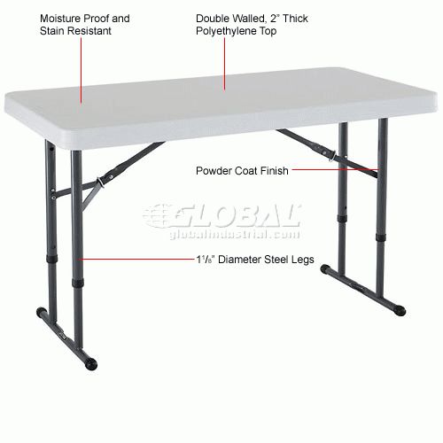 Tables | Folding Tables | Lifetime® Adjustable Height Within Newest Elite Rectangle 48" L X 24" W Tables (View 10 of 15)