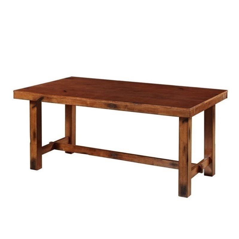 Walker Edison Drop Leaf Trestle Wood Dining Table In Dark Pertaining To Most Recent Adams Drop Leaf Trestle Dining Tables (View 1 of 15)