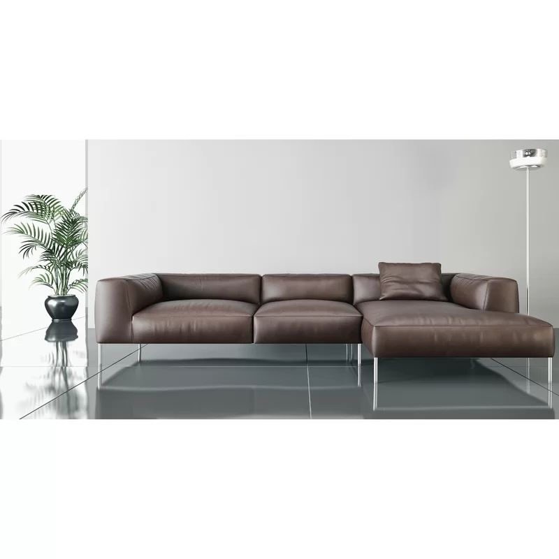 100" Wide Genuine Leather Right Hand Facing Sofa & Chaise Pertaining To [%Matilda 100% Top Grain Leather Chaise Sectional Sofas|Matilda 100% Top Grain Leather Chaise Sectional Sofas%] (View 3 of 15)
