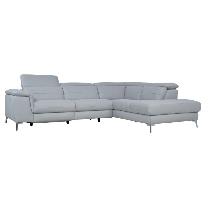 2 Pc 100% Top Grain Leather Sectional Light Gray  Cinque With [%Matilda 100% Top Grain Leather Chaise Sectional Sofas|Matilda 100% Top Grain Leather Chaise Sectional Sofas%] (View 14 of 15)