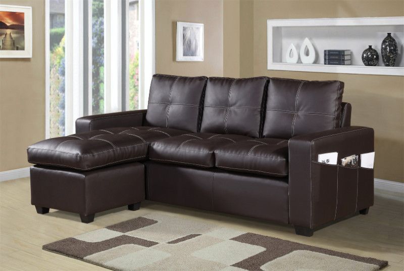 2 Pc Everly Brown Faux Leather Sectional Sofa Set With Intended For 3Pc Faux Leather Sectional Sofas Brown (View 2 of 15)