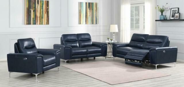3Pc Power Sofa Set Contemporary Living Room Furniture Ink With Bloutop Upholstered Sectional Sofas (View 10 of 15)