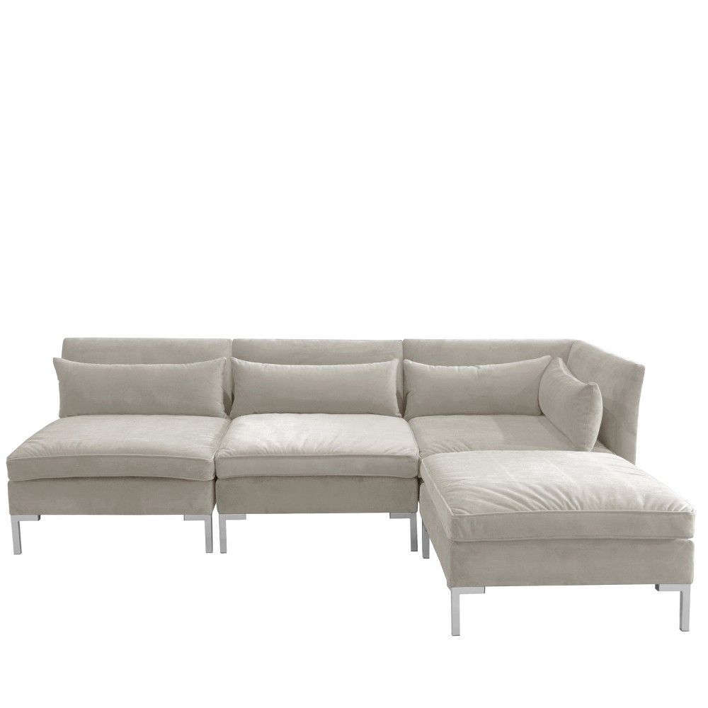 4Pc Alexis Sectional With Silver Metal Y Legs Light Gray In 4Pc Alexis Sectional Sofas With Silver Metal Y Legs (View 4 of 15)