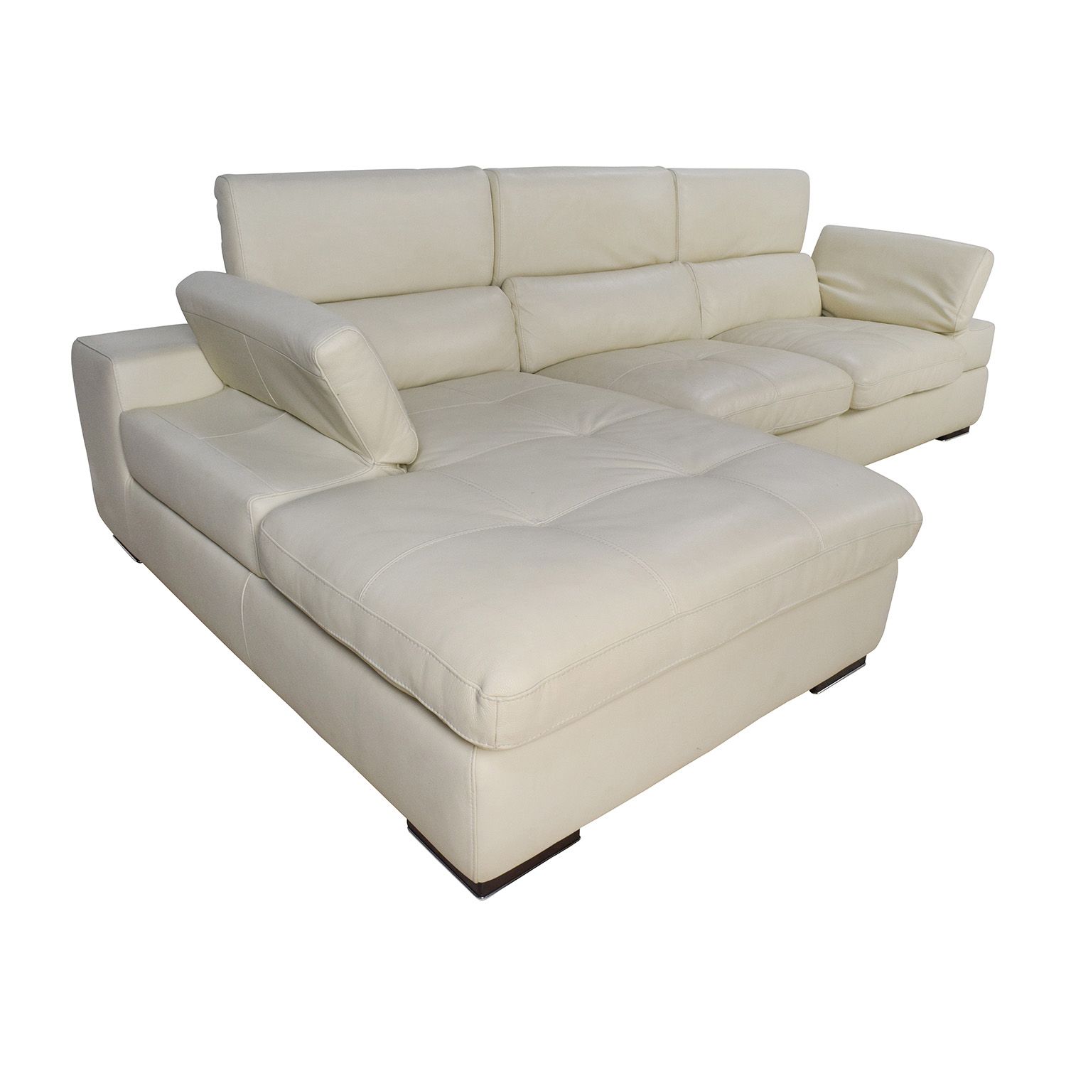 69% Off – L Shaped Cream Leather Sectional Sofa / Sofas Pertaining To Owego L Shaped Sectional Sofas (View 13 of 15)