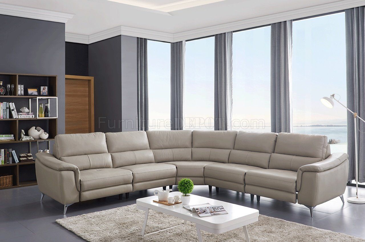 951 Power Motion Sectional Sofa Light Grey Leatheresf With Regard To Noa Sectional Sofas With Ottoman Gray (View 11 of 15)