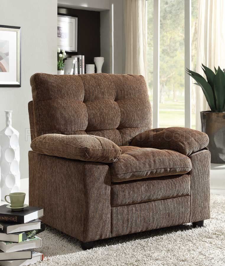 9715Br Charley Sofa In Brown Chenille Fabrichomelegance Regarding Fabric Sofas (View 9 of 15)