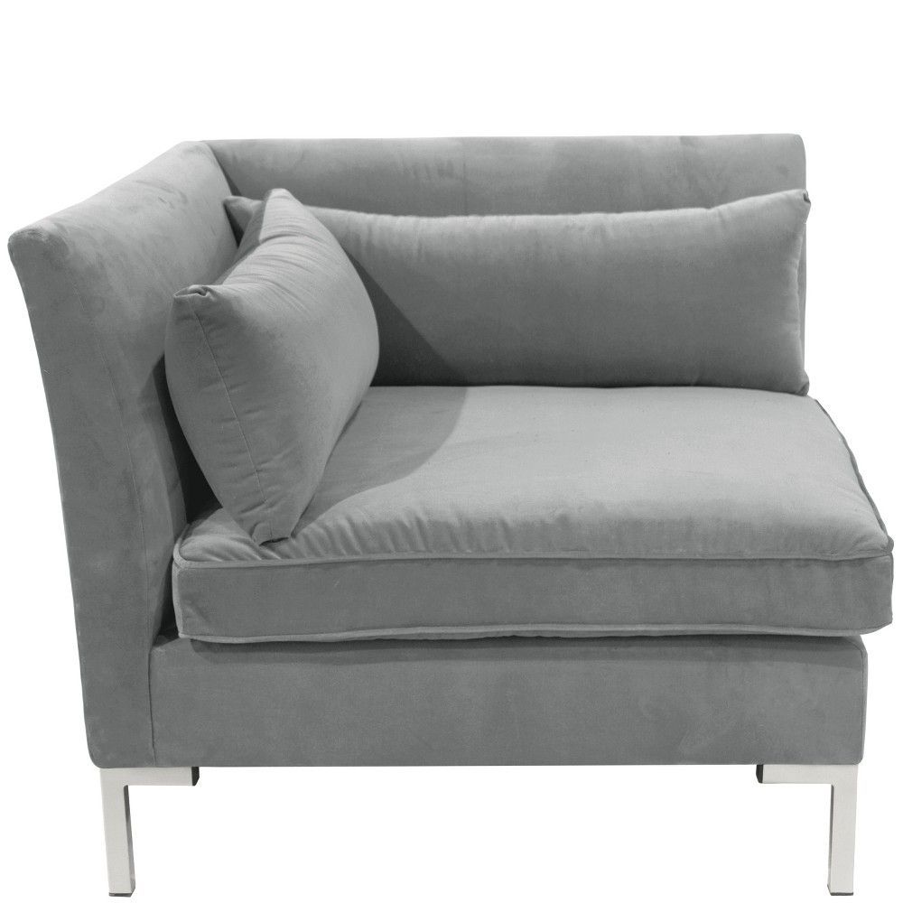 Alexis Corner Chair With Silver Metal Y Legs Gray Velvet For 4Pc Alexis Sectional Sofas With Silver Metal Y Legs (View 14 of 15)