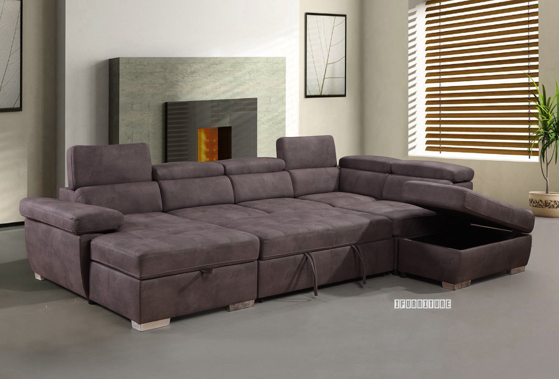 Amando Sectional Sofa/ Sofa Bed With Storage *Titanium Grey Within Hartford Storage Sectional Futon Sofas (View 7 of 15)