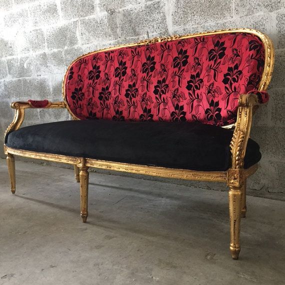 Antique French Louis Xvi Settee Couch Sofa Lyon France Throughout 4Pc French Seamed Sectional Sofas Velvet Black (View 10 of 15)
