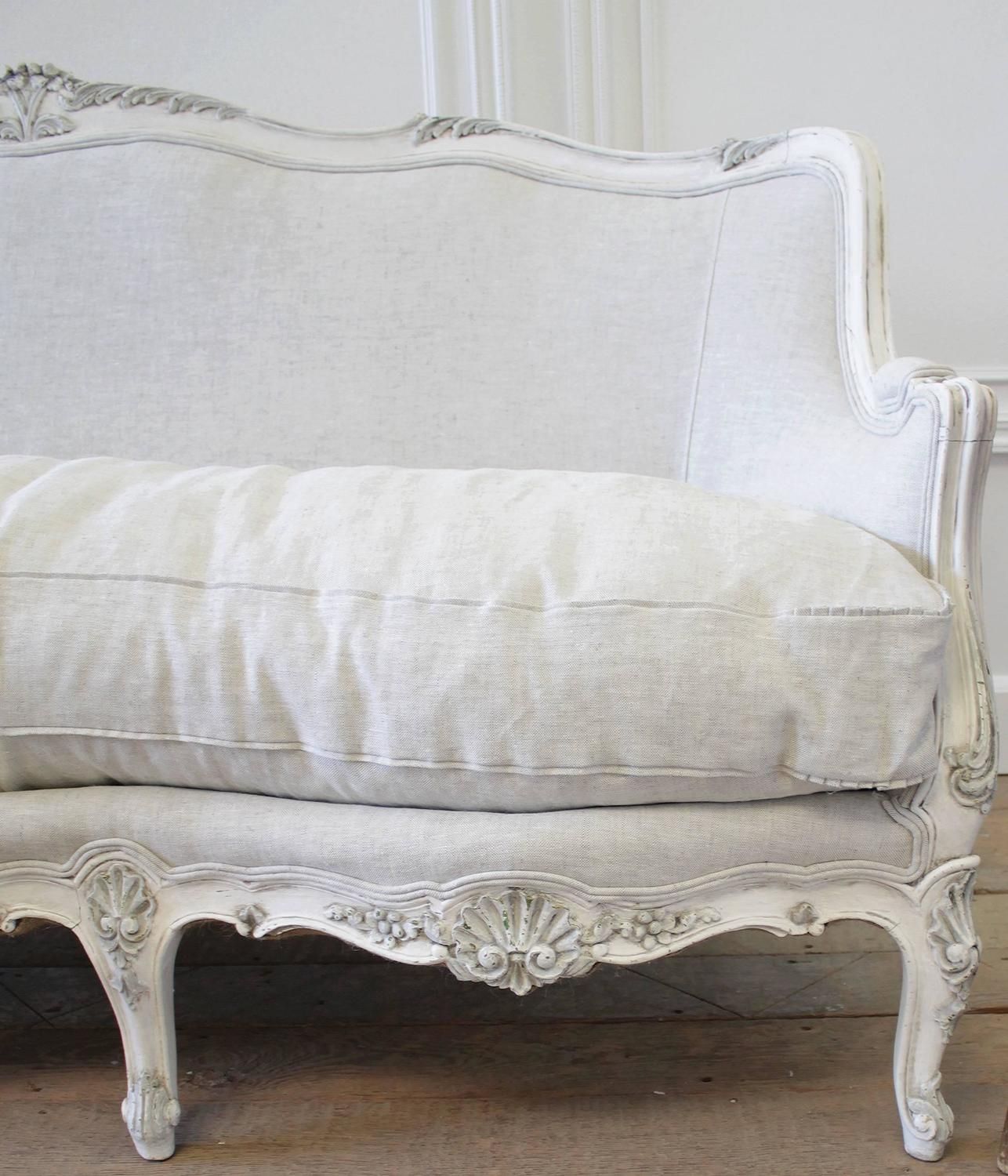 Antique Painted French Sofa In The Louis Xv Style Regarding French Style Sofas (Photo 9 of 15)