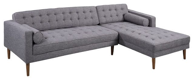 Armen Living Element Chaise Sectional, Dark Gray Linen And For Element Right Side Chaise Sectional Sofas In Dark Gray Linen And Walnut Legs (View 3 of 15)