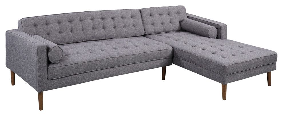 Armen Living Element Chaise Sectional, Dark Gray Linen And Regarding Element Right Side Chaise Sectional Sofas In Dark Gray Linen And Walnut Legs (View 6 of 15)
