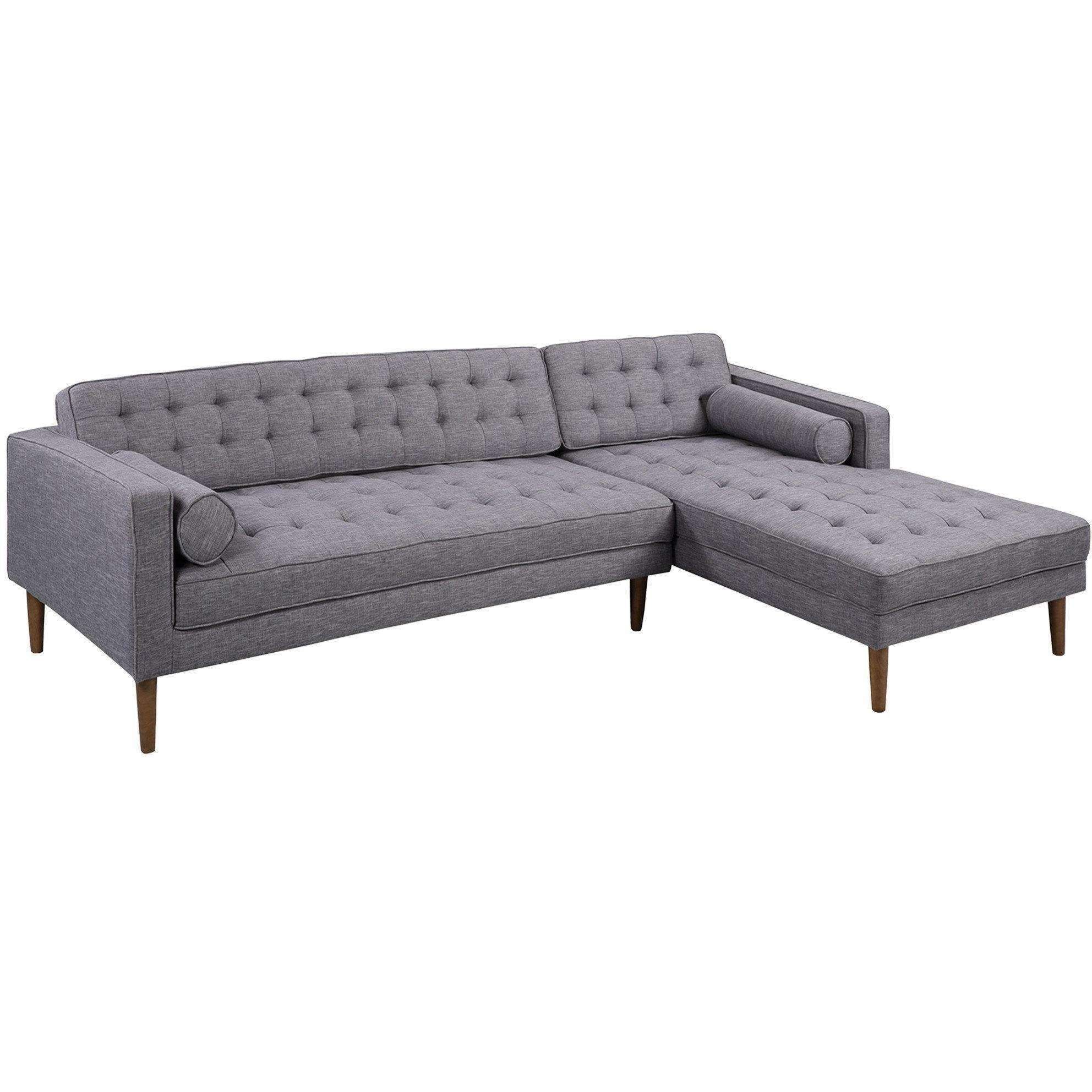 Armen Living Element Right Side Chaise Sectional In Dark In Element Right Side Chaise Sectional Sofas In Dark Gray Linen And Walnut Legs (View 1 of 15)