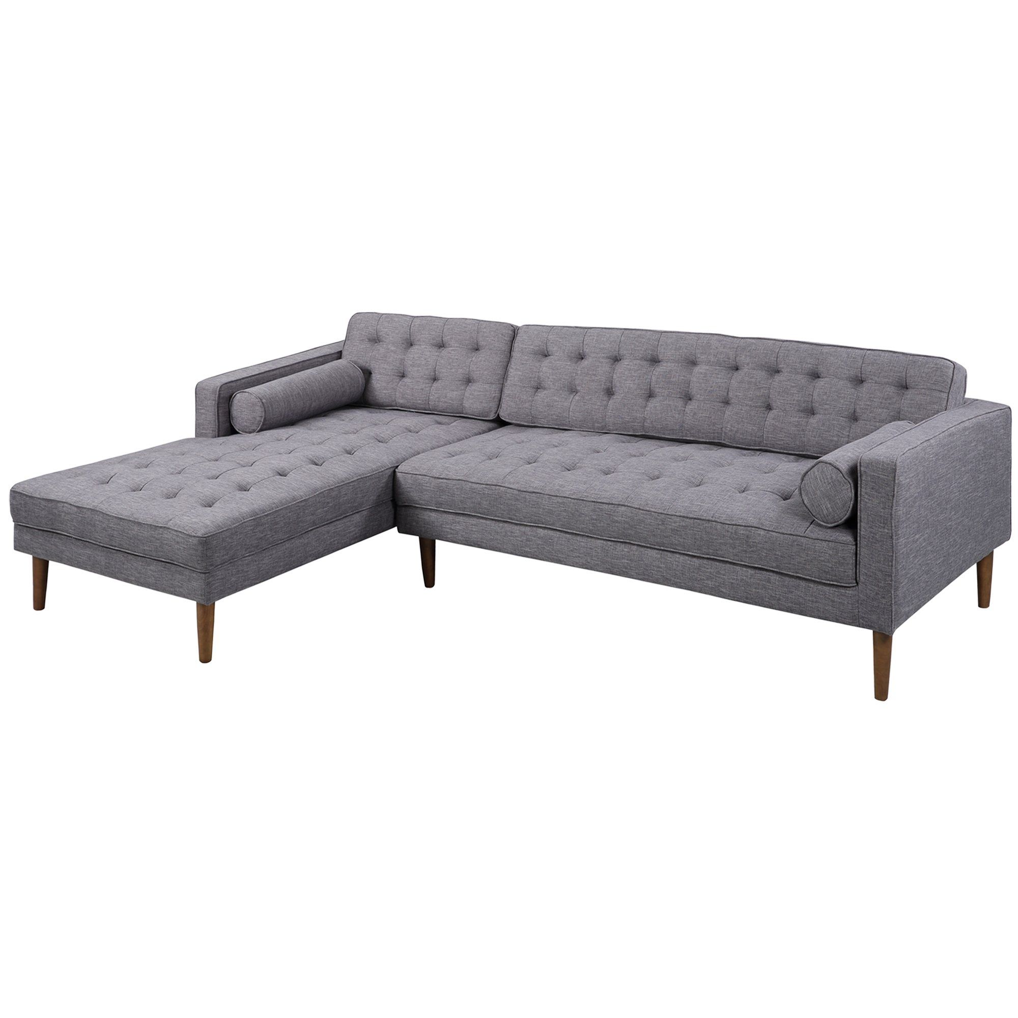 Armen Living Lcelchdgle Element Left Side Chaise Sectional With Element Right Side Chaise Sectional Sofas In Dark Gray Linen And Walnut Legs (View 5 of 15)