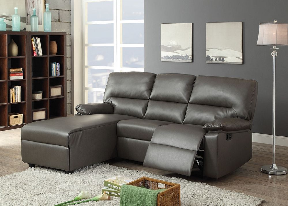 Artha Gray Bonded Leather Motion Sectional Sofa Chaise With Noa Sectional Sofas With Ottoman Gray (View 3 of 15)