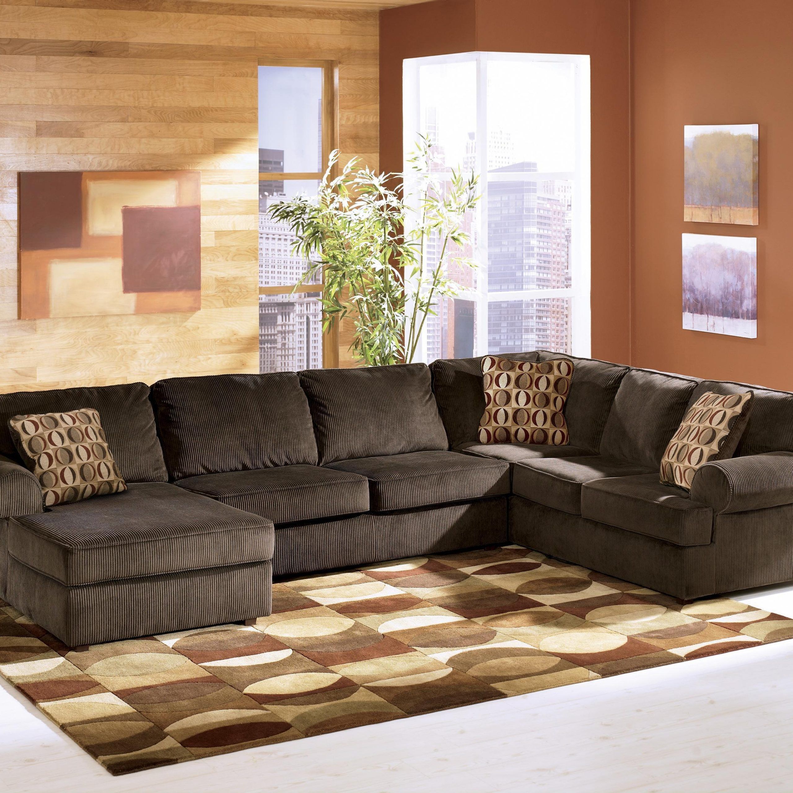 Ashley Furniture Vista – Chocolate Casual 3 Piece Throughout 3Pc Polyfiber Sectional Sofas (View 14 of 15)