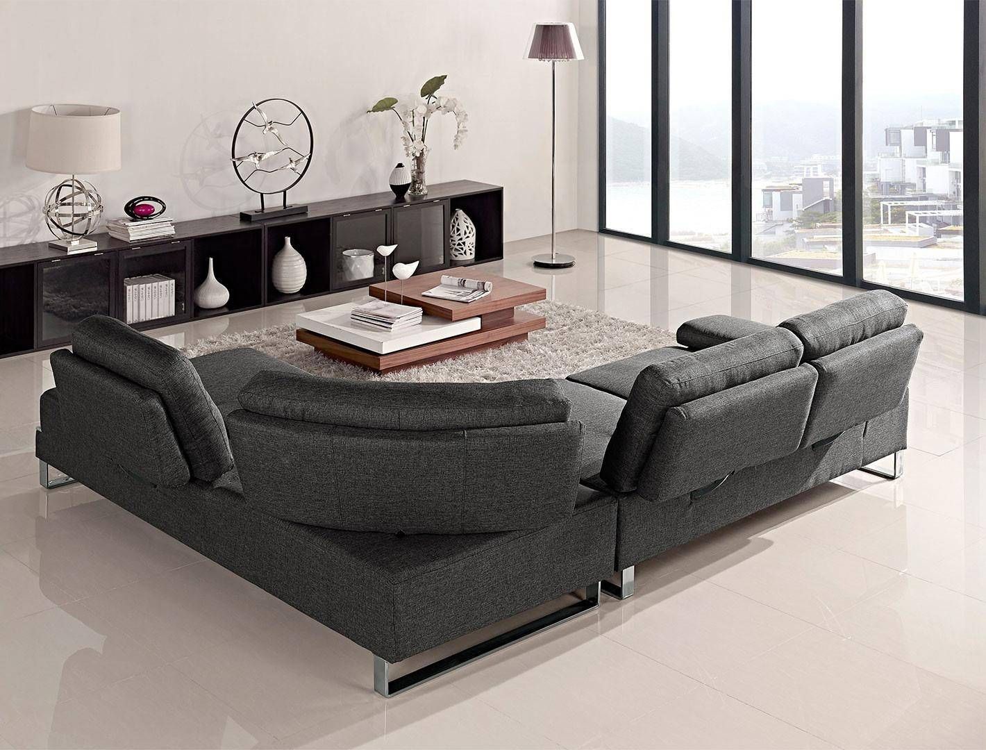 At Home Usa Verona Grey Fabric Ultra Modern Sectional Sofa With Regard To Sectional Sofas In Gray (View 14 of 15)