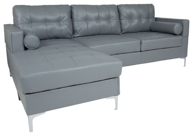 Back Sectional With Left Side Facing Chaise And Bolster Intended For Element Left Side Chaise Sectional Sofas In Dark Gray Linen And Walnut Legs (View 14 of 15)