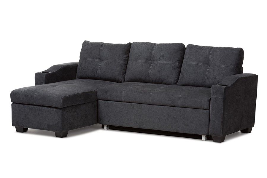 Baxton Studio Lianna Modern And Contemporary Dark Grey In Gneiss Modern Linen Sectional Sofas Slate Gray (View 7 of 15)