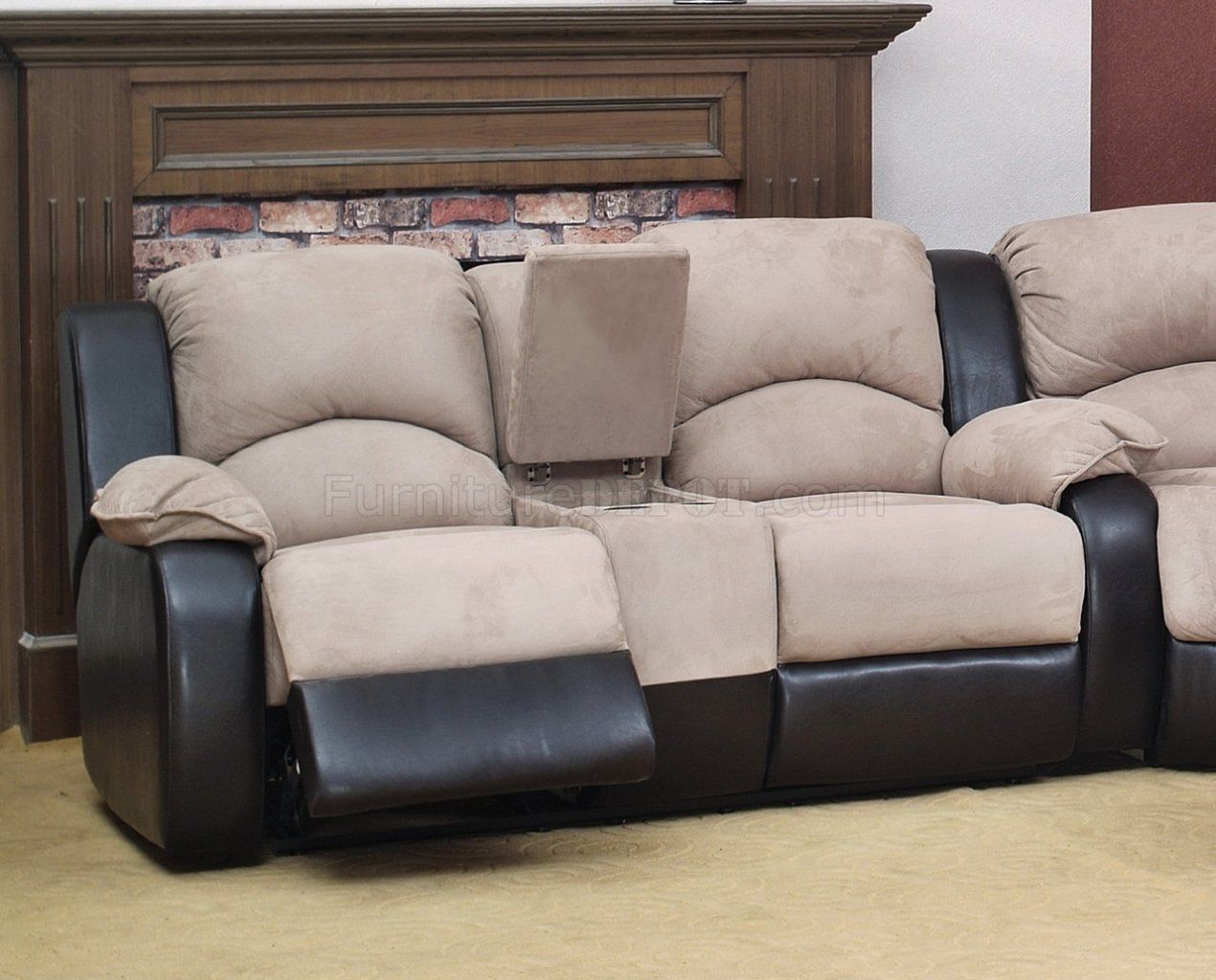 Beige Fabric Modern Reclining Sectional Sofa W/Optional Chair In Contemporary Fabric Sofas (View 4 of 15)