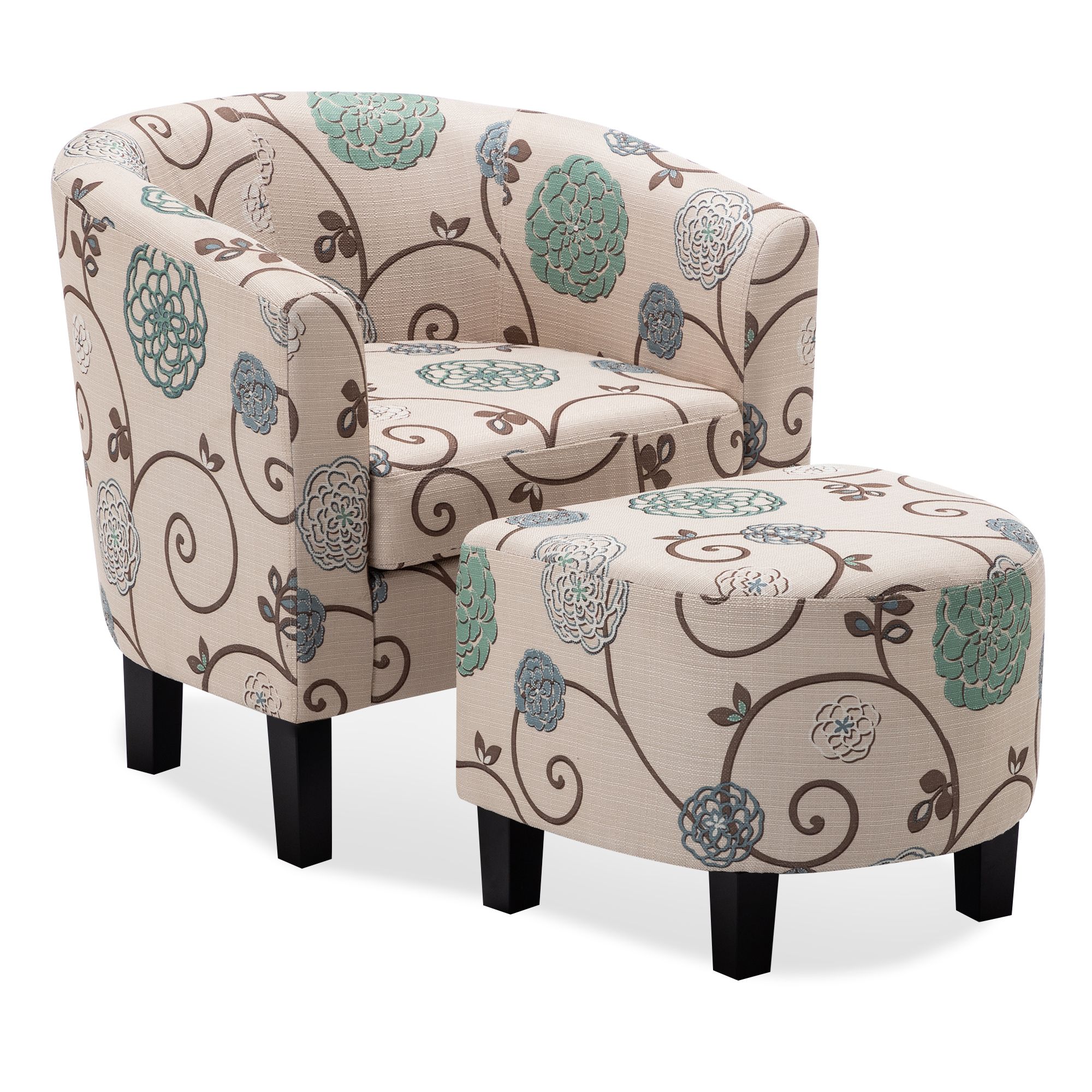 Belleze Upholstered Modern Barrel Accent Tub Chair With In Accent Sofa Chairs (Photo 11 of 15)