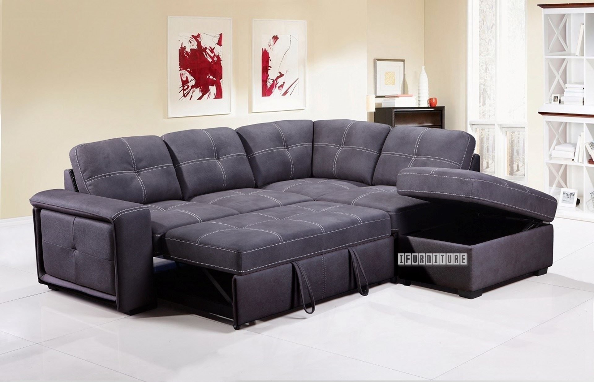 Bellini Sectional Sofa Bed With Storage *Grey Throughout Celine Sectional Futon Sofas With Storage Reclining Couch (View 6 of 15)