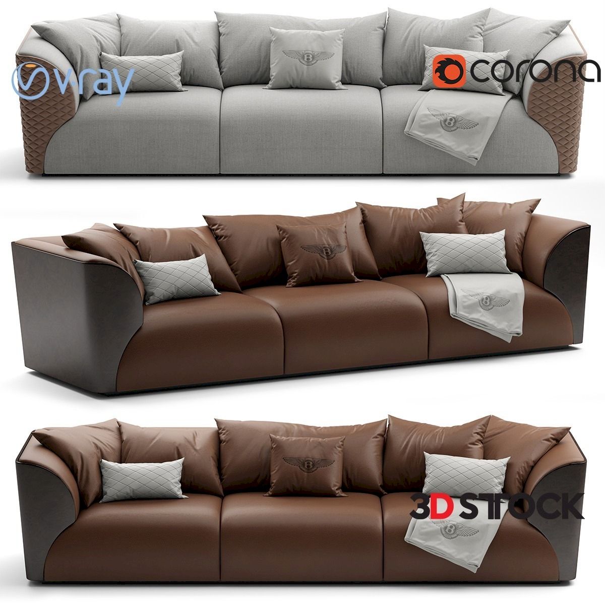 Bentley Home Winston Sofa – 3D Stock : 3D Models For With Winston Sofa Sectional Sofas (View 15 of 15)