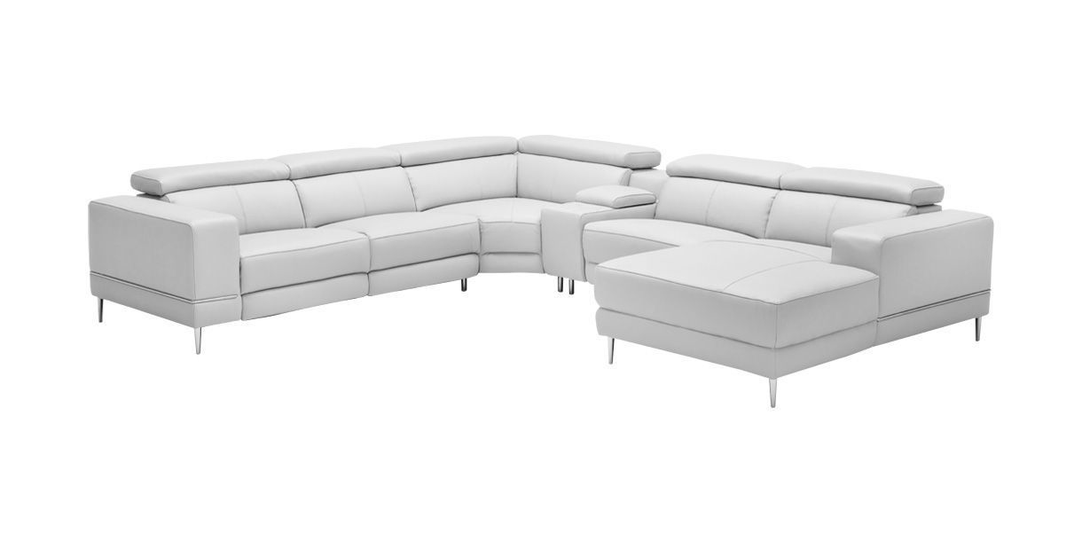 Bergamo Extended Sectional Motion Sofa Light Gray For Calvin Concrete Gray Sofas (View 6 of 15)