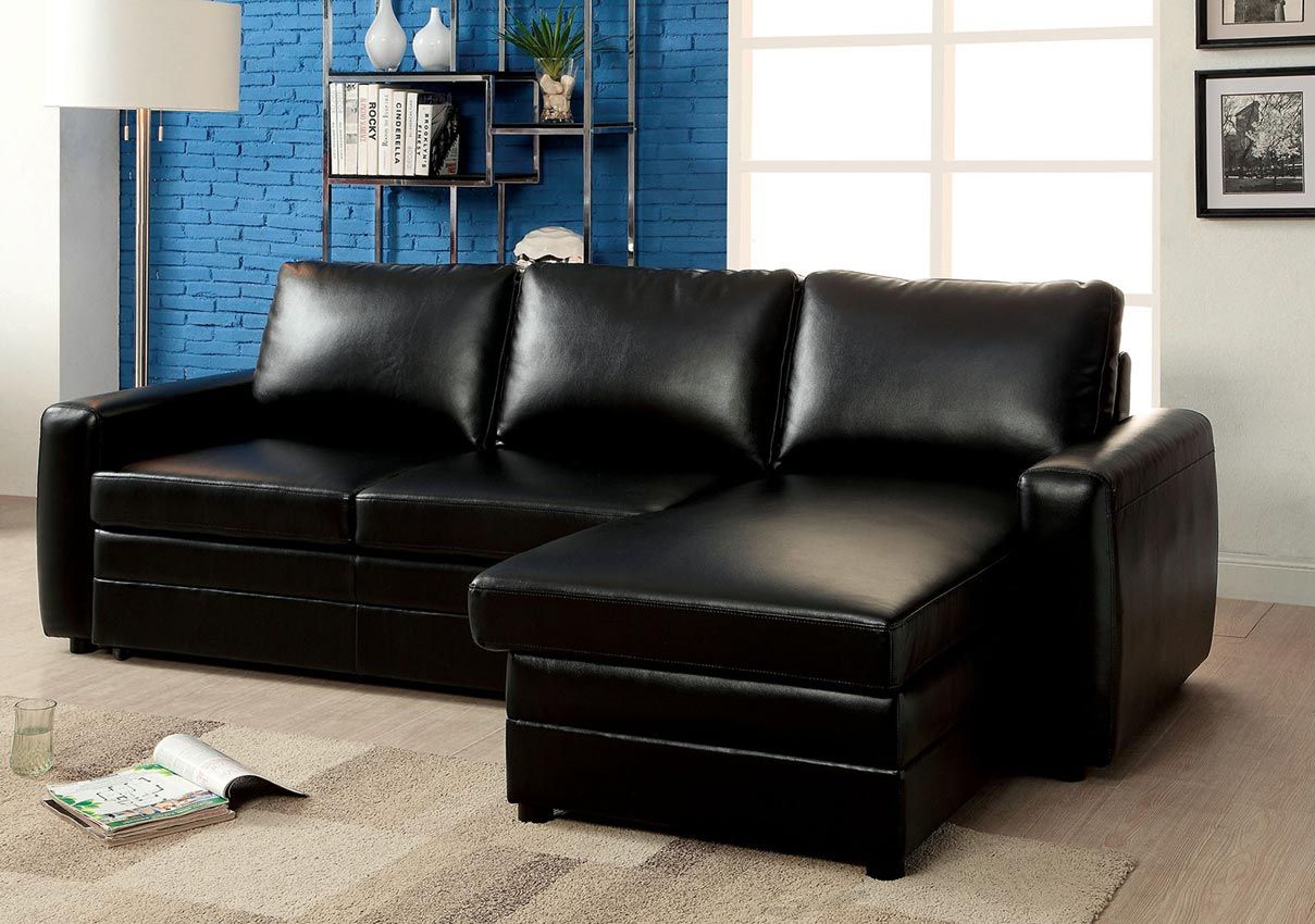 Black Convertible Sofa Bed Sectional  Umf6313 For Hartford Storage Sectional Futon Sofas (View 11 of 15)