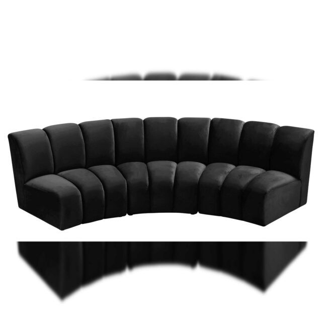 Black Velvet 638Black 3Pc Modular Sectional Sofa Infinity Inside 3Pc French Seamed Sectional Sofas Velvet Black (View 15 of 15)