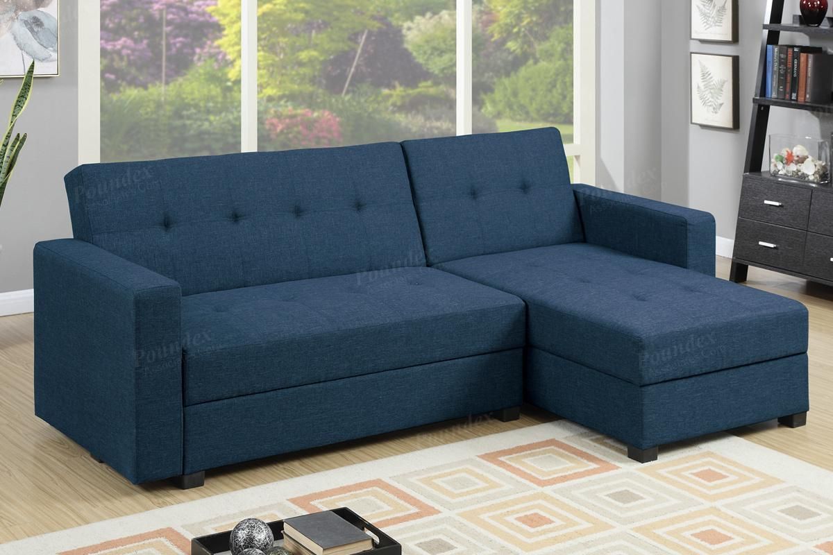 Blue Fabric Sectional Sofa Bed – Steal A Sofa Furniture Within Hartford Storage Sectional Futon Sofas (View 6 of 15)