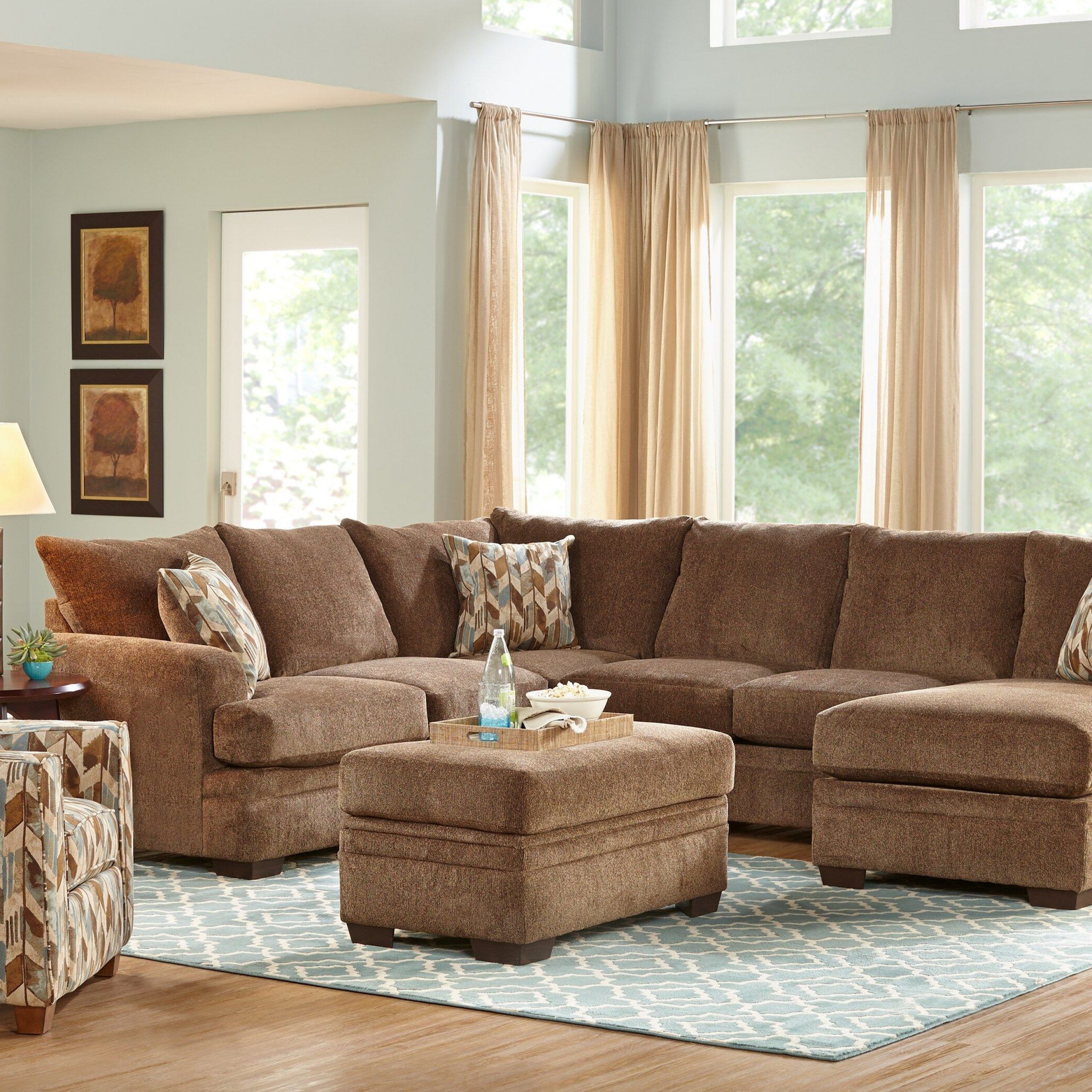 Featured Photo of 2Pc Luxurious and Plush Corduroy Sectional Sofas Brown