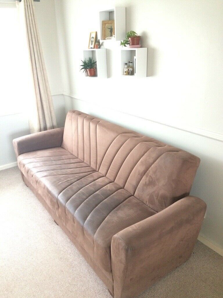 Brown Suede Effect Sofa Bed With Storage | In Goole, East Regarding Prato Storage Sectional Futon Sofas (View 5 of 15)