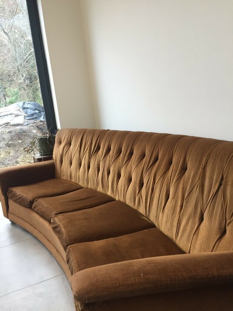 Brown Vintage Curved Four Seater Sofa | In Bristol | Gumtree In 4 Seat Sofas (View 12 of 15)