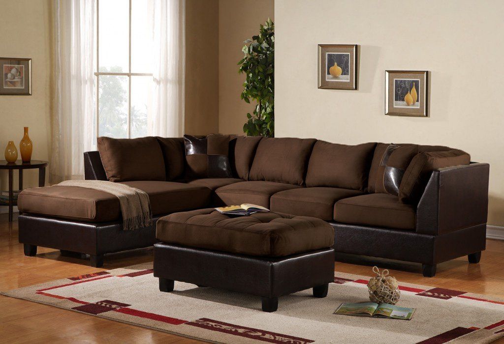 Buy 3 Piece Modern Microfiber Faux Leather Sectional Sofa Regarding 3Pc Faux Leather Sectional Sofas Brown (View 11 of 15)