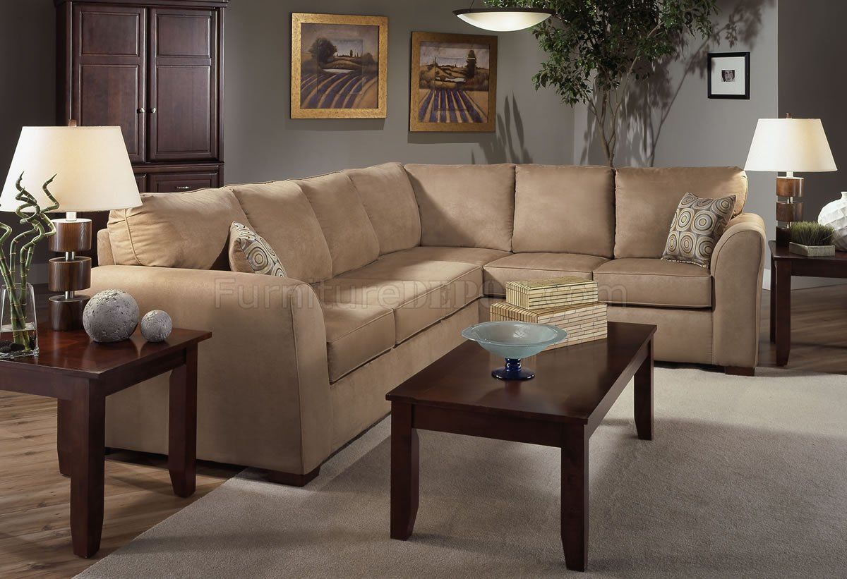 Camel Microfiber Modern Sectional Sofa W/Optional Items With Regard To 3Pc Ledgemere Modern Sectional Sofas (View 2 of 15)