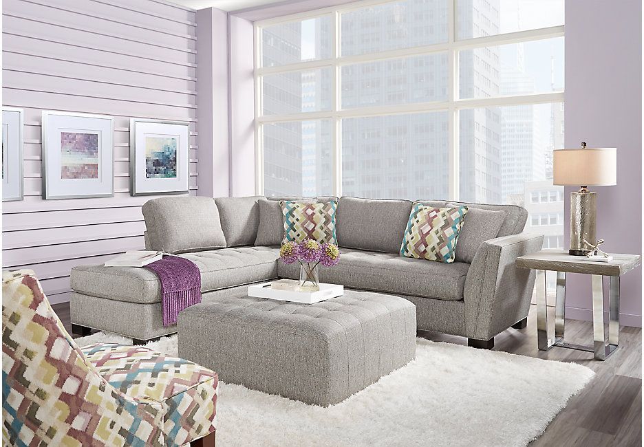 Cindy Crawford Home Calvin Heights Gray 2 Pc Sectional With Calvin Concrete Gray Sofas (View 7 of 15)