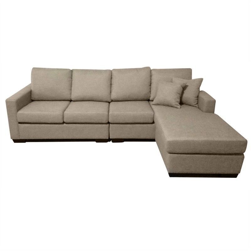 Club Fabric 4 Seater Sofa With Reversible Chaise – Taupe Pertaining To 4 Seat Sofas (View 9 of 15)