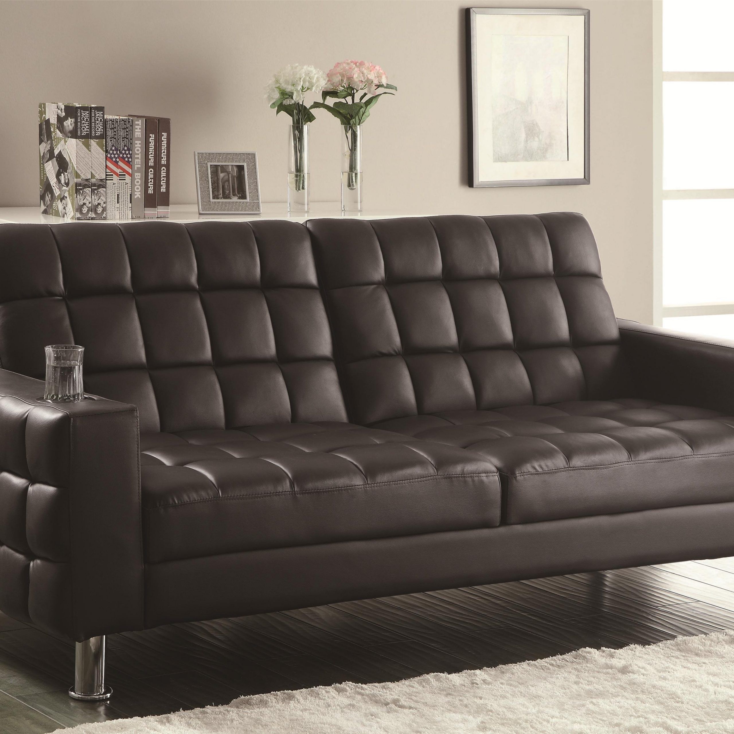 Coaster Sofa Beds And Futons Adjustable Sofa Bed With Cup Regarding Prato Storage Sectional Futon Sofas (View 7 of 15)