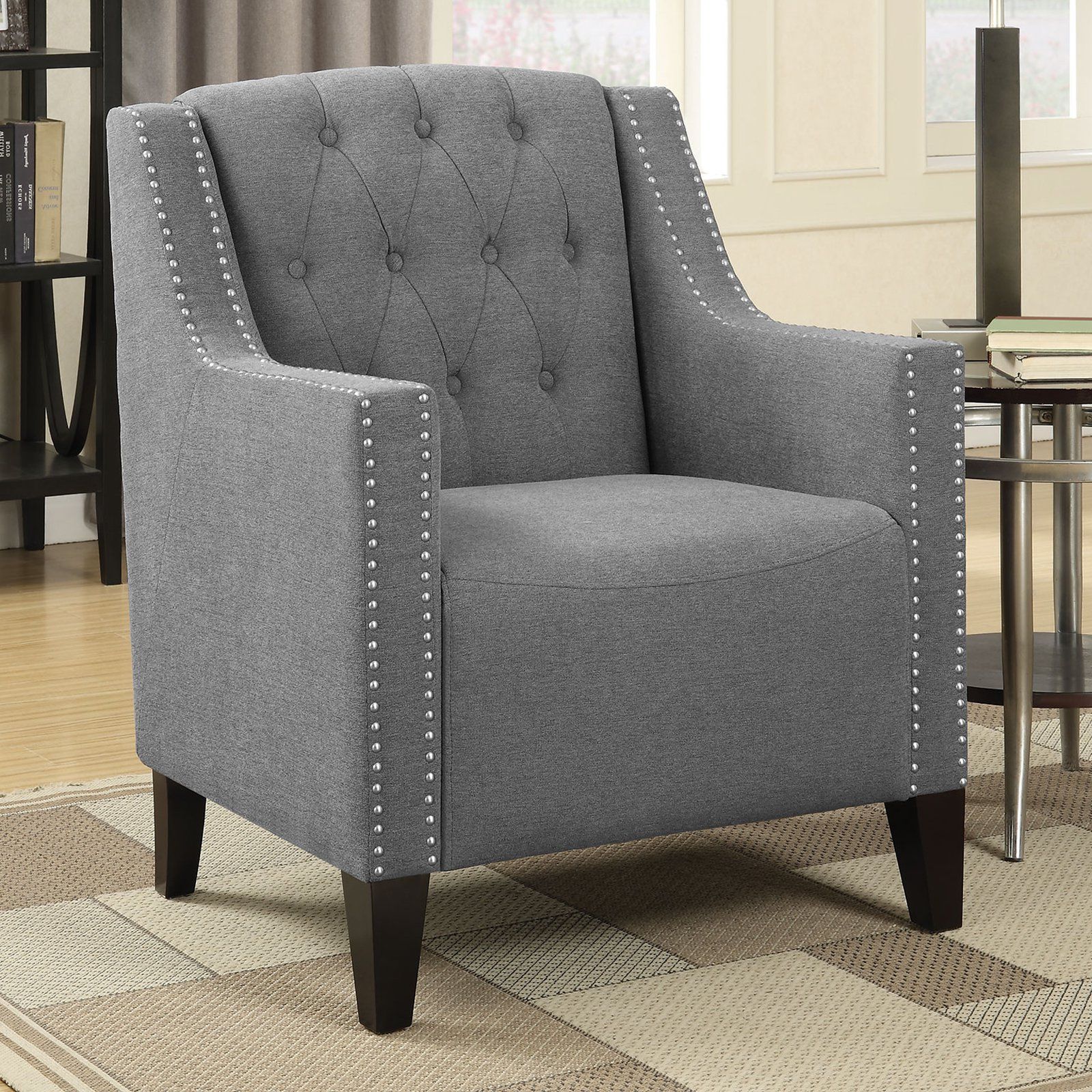 Coaster Upholstered Tufted Accent Chair In Smoke Gray And Regarding Accent Sofa Chairs (Photo 10 of 15)