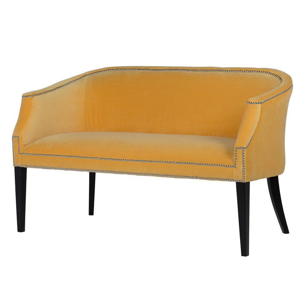Colonel Mustard'S Velvet Rest | Yellow Sofa | Art Deco Regarding French Seamed Sectional Sofas Oblong Mustard (View 12 of 15)
