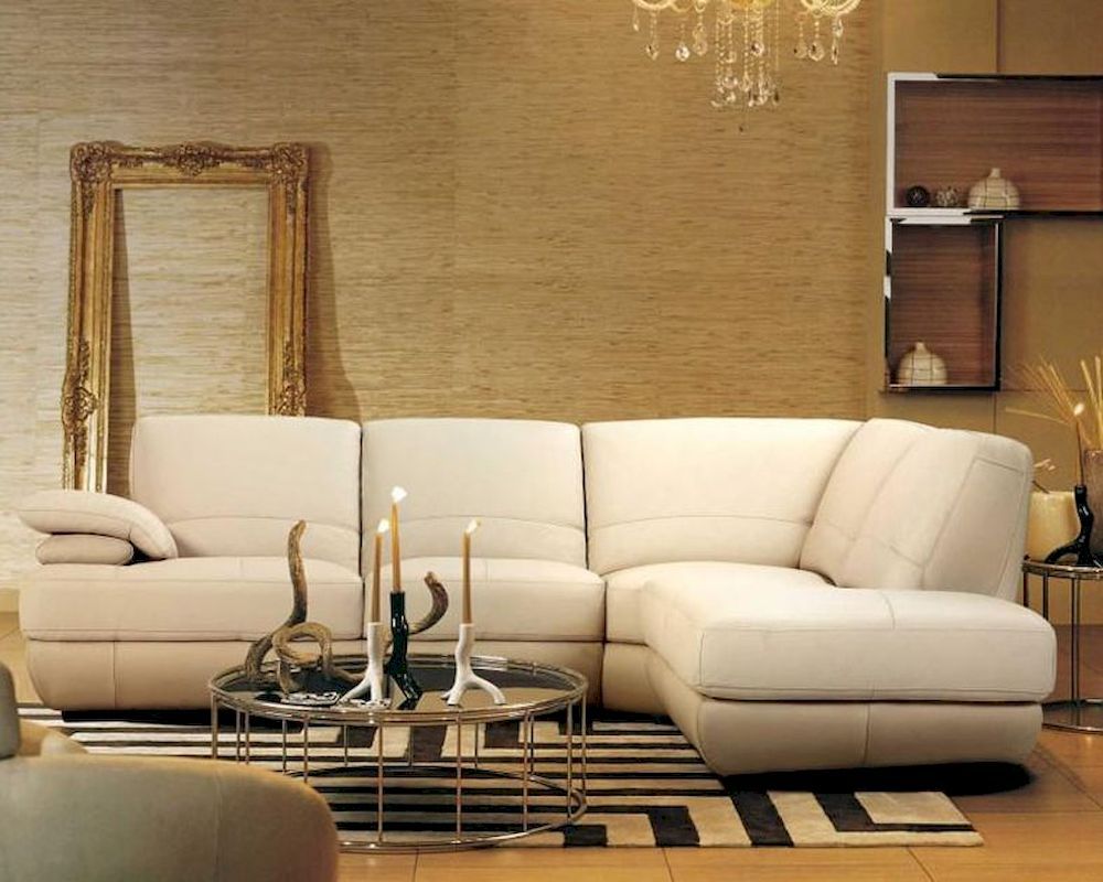 Contemporary Beige Leather Sectional Sofa 44L208 8 Pertaining To 3Pc Ledgemere Modern Sectional Sofas (View 8 of 15)