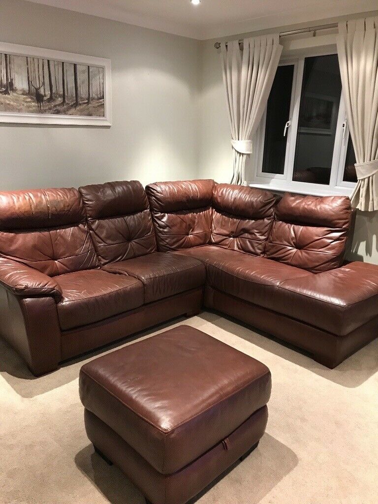 Corner Sofa Brown Leather | In Harlow, Essex | Gumtree In Leather Corner Sofas (View 1 of 15)