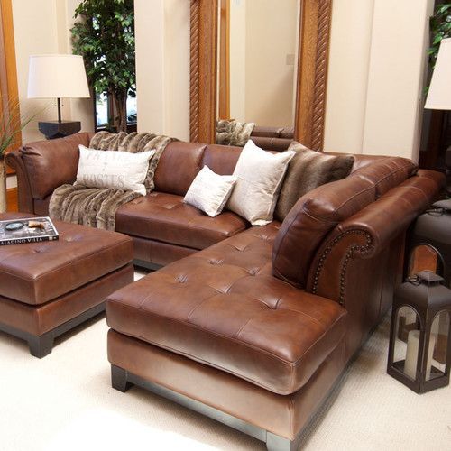 Corsario Right Arm Facing Leather Sectional | Leather Intended For 2Pc Maddox Left Arm Facing Sectional Sofas With Chaise Brown (View 6 of 15)