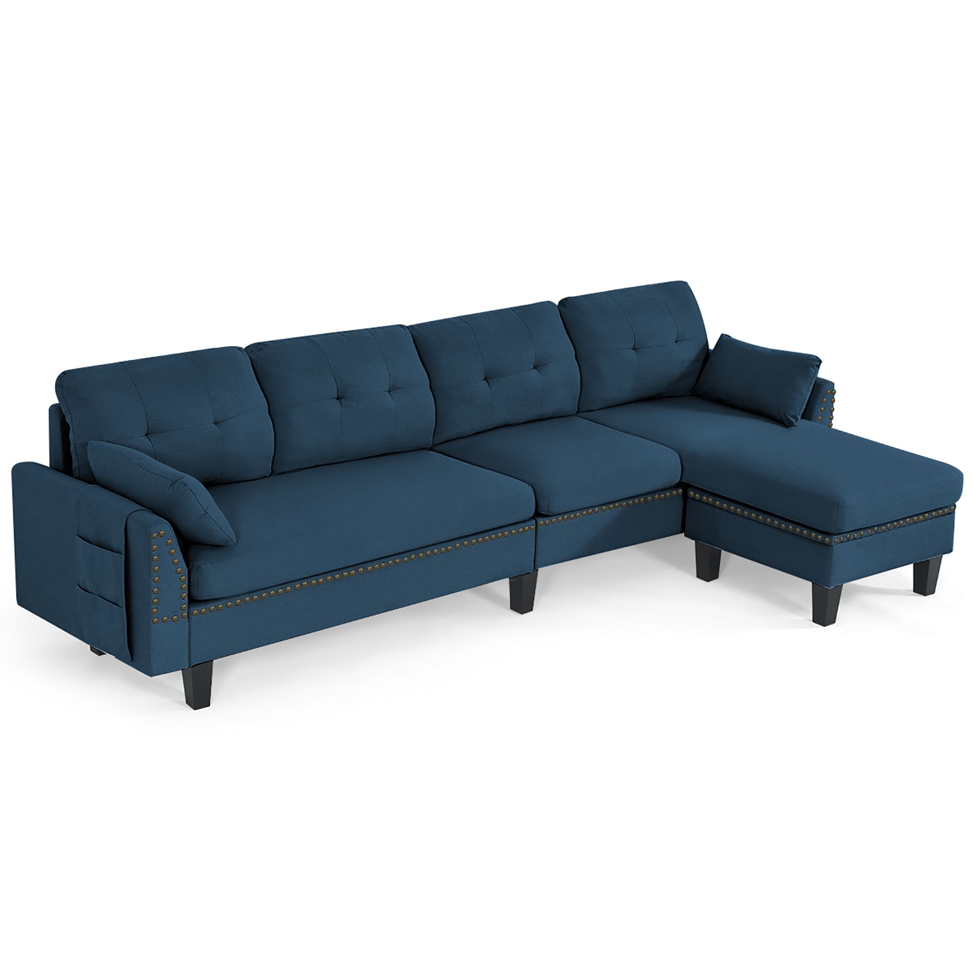 Costway Convertible Sectional Sofa Couch 4 Seat L Shaped Within Convertible Sofas (View 13 of 15)